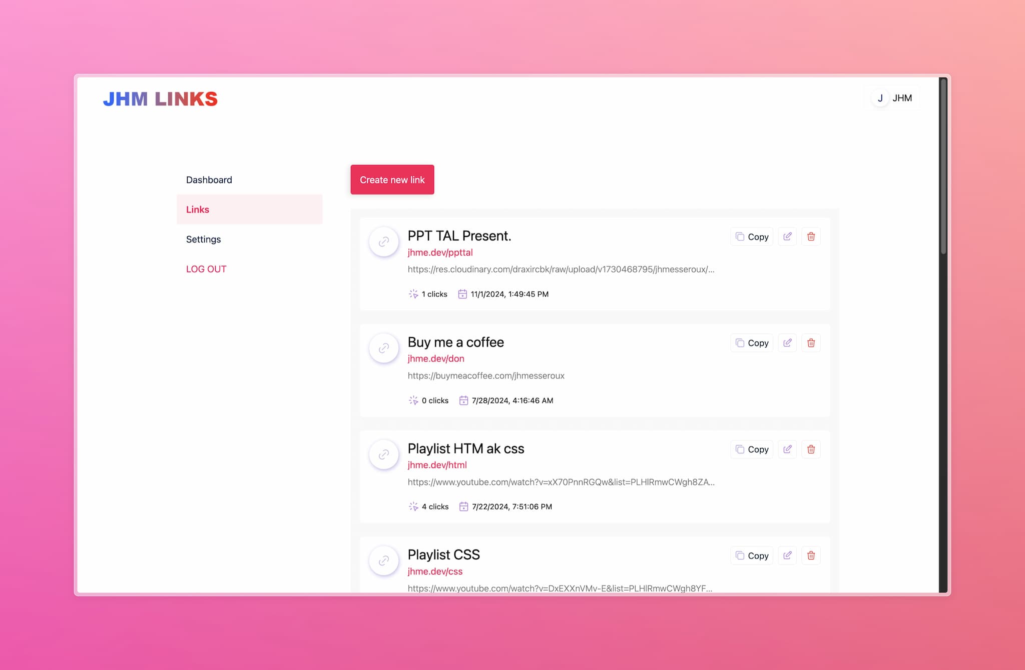 JHM Links | Create Custom Short URLs with Ease!